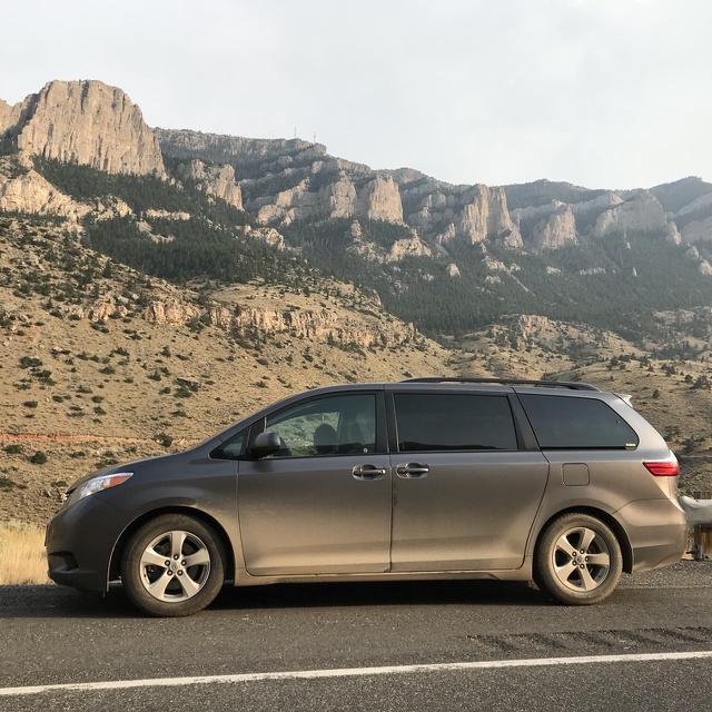 Shoshone River valley, Wyoming dirt, Toyota van